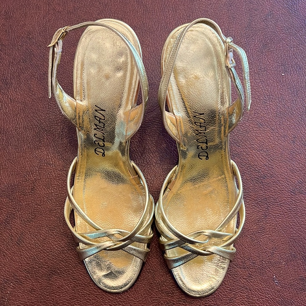 Vintage Delman Gold Leather Pumps Size 7